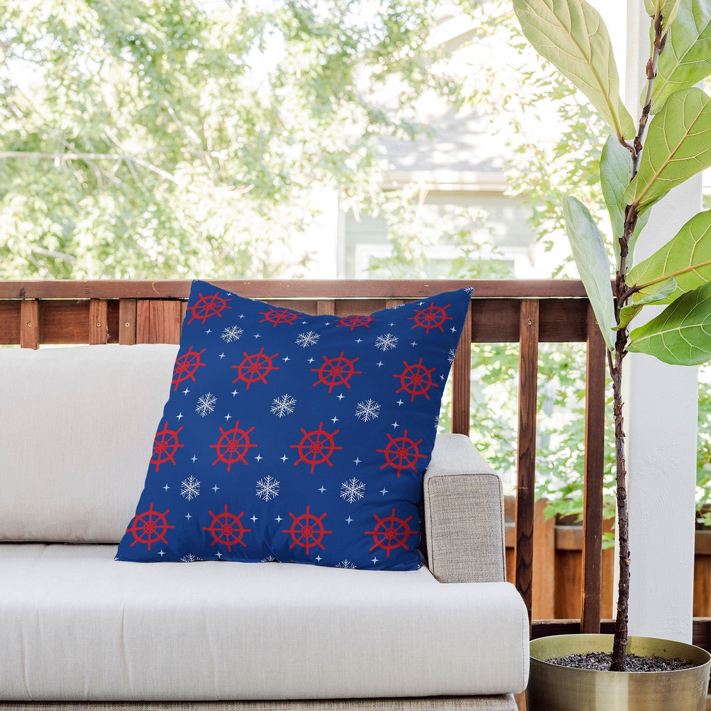 Design by Spark Holiday Helms and Snowflakes Outdoor Throw Pillow