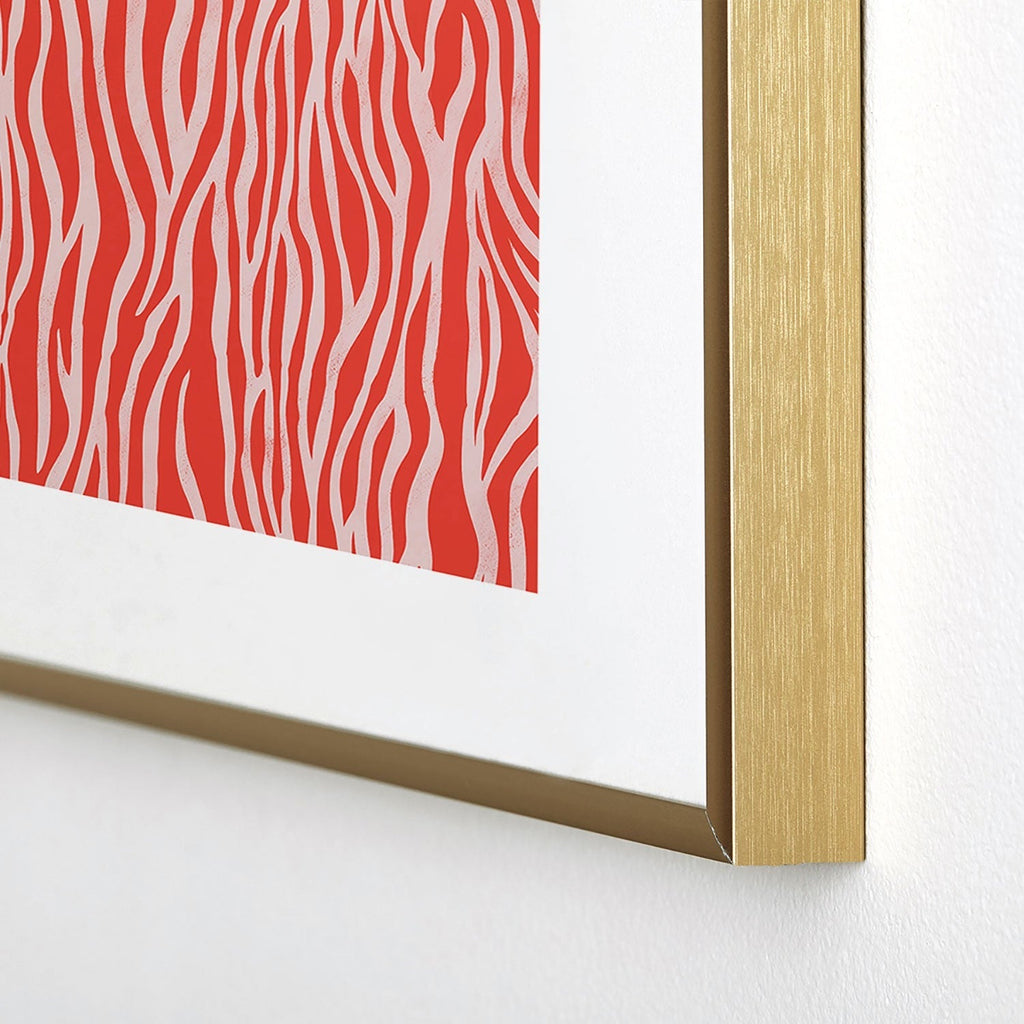 Avenie BR Red Zebra Stripe Metal Framed Art Print