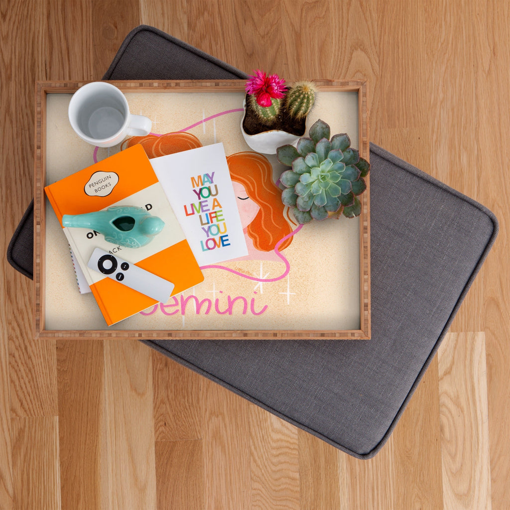 Little Om Zodiac Signs Gemini Rectangular Tray