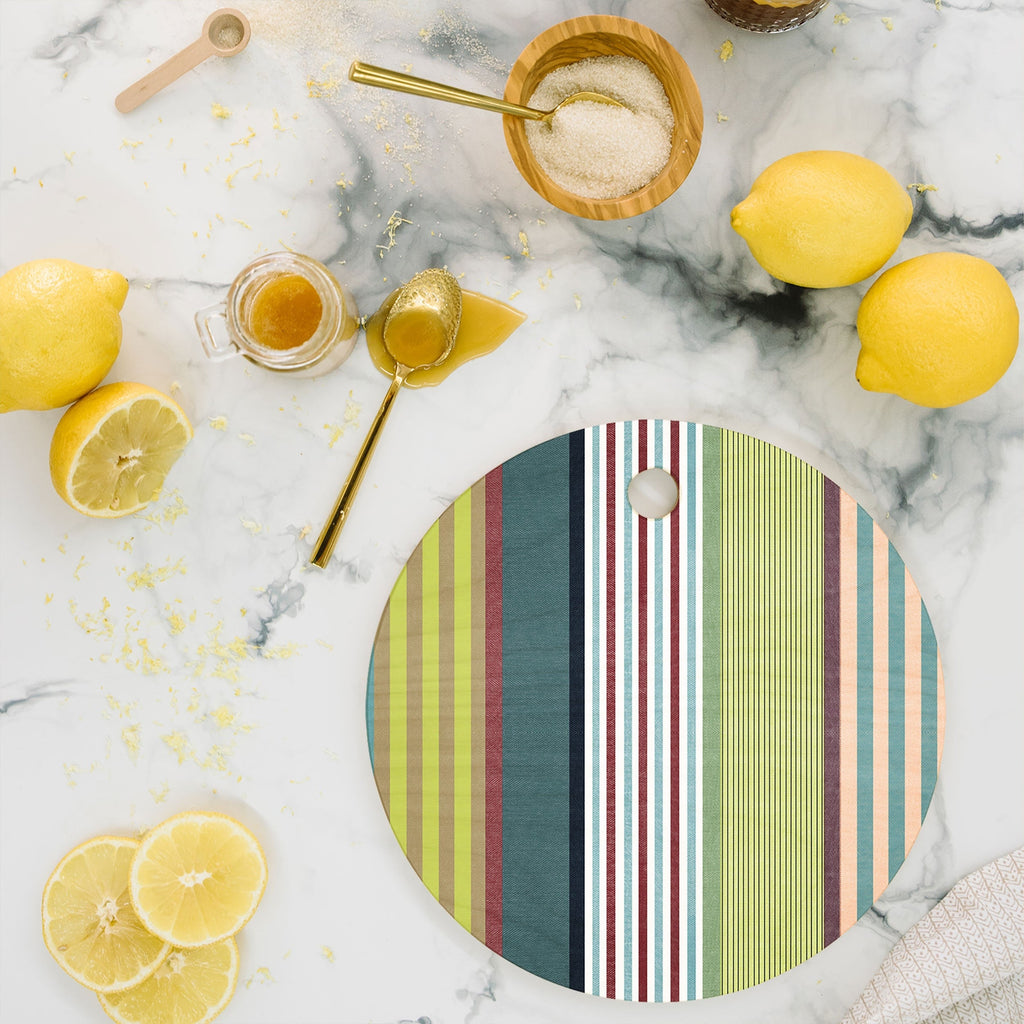 Marta Barragan Camarasa Colorful Stripe Delight Cutting Board Round