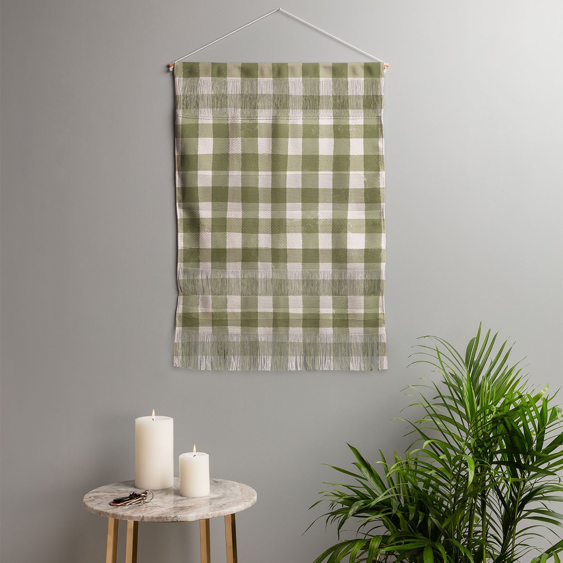 Menina Lisboa Rustic Green Plaid Wall Hanging Portrait