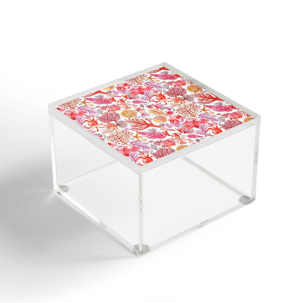 Ninola Design Botanic Retreat Coral Reef Crab Lobster Red Acrylic Box