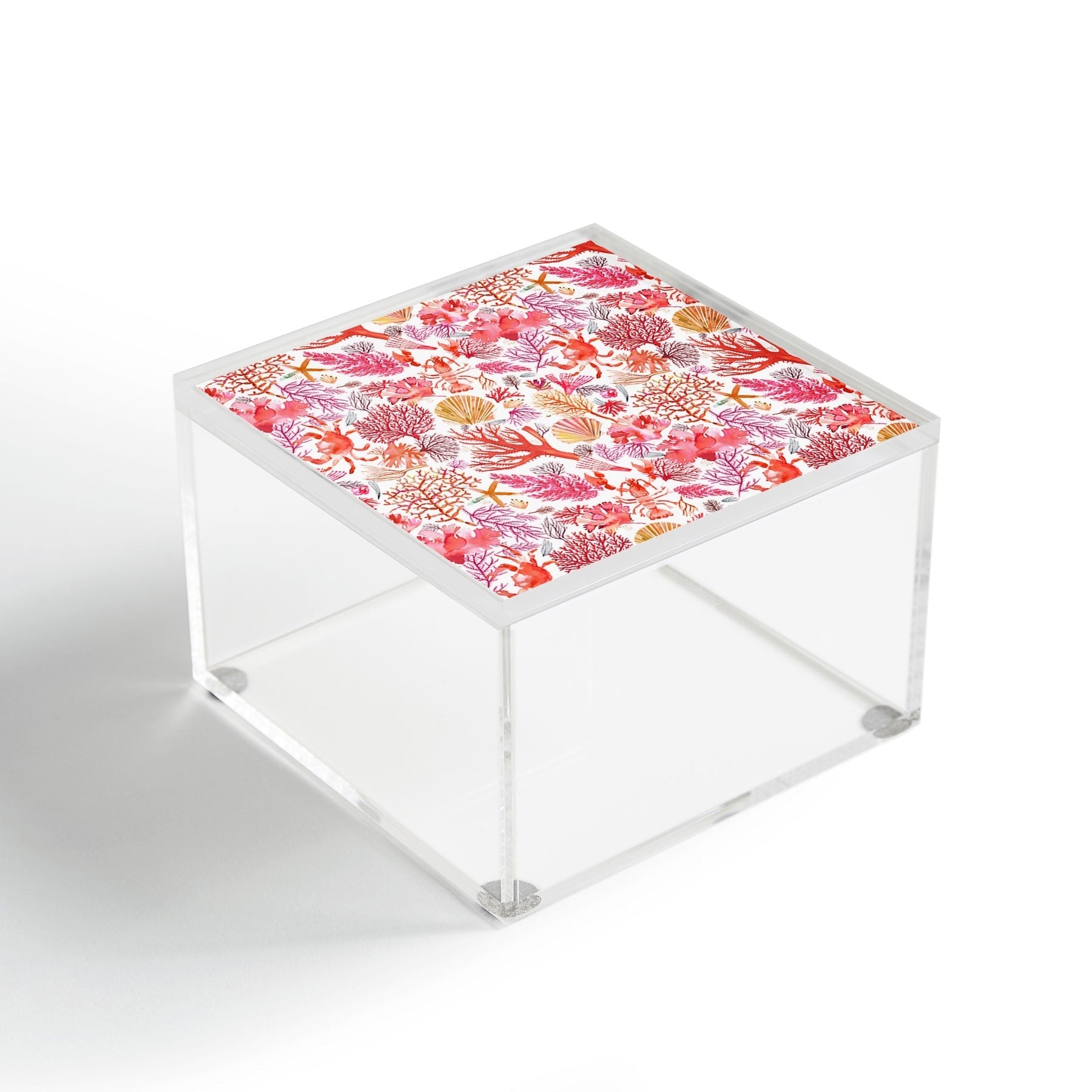 Ninola Design Botanic Retreat Coral Reef Crab Lobster Red Acrylic Box