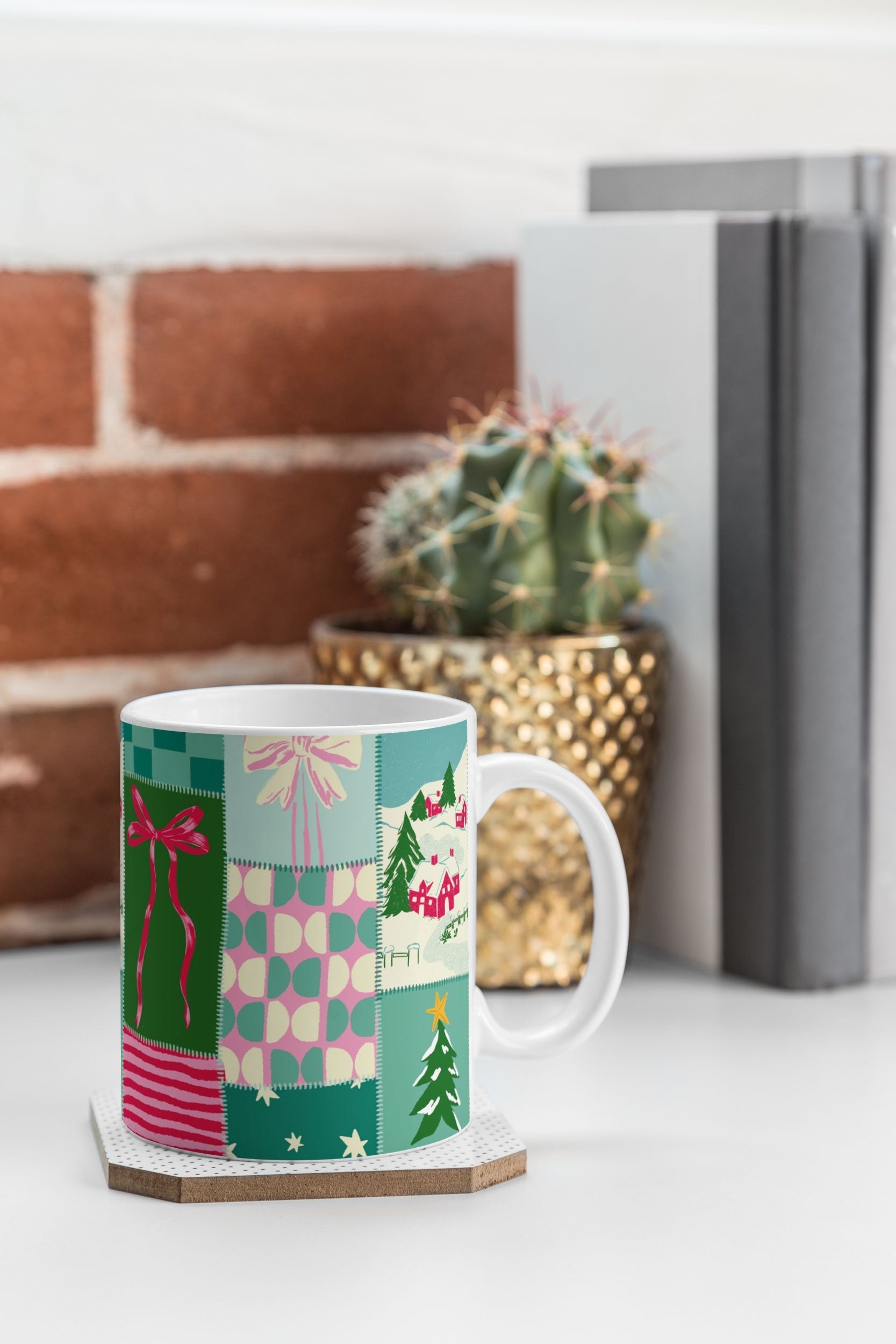 LouBruzzoni Cozy Christmas Patchwork Coffee Mug