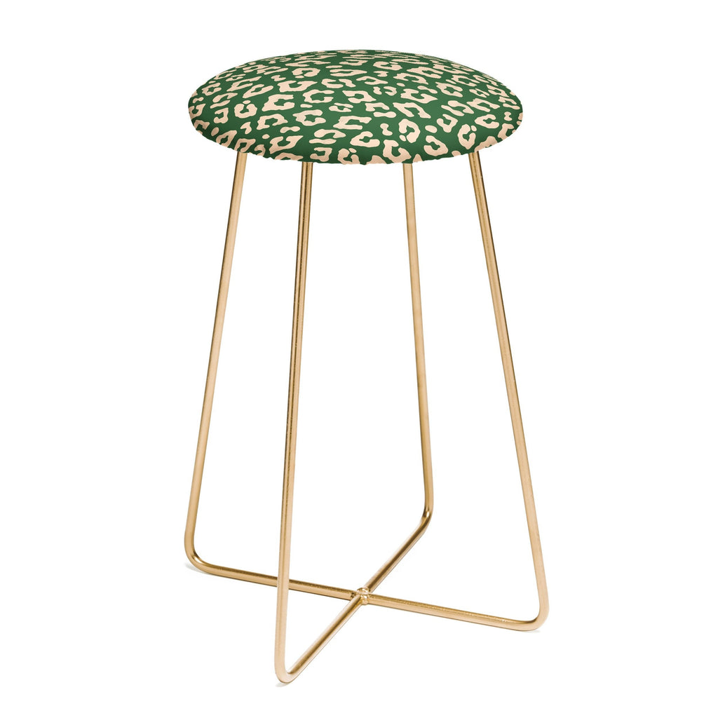 Avenie BR Cheetah Print In Green Counter Stool