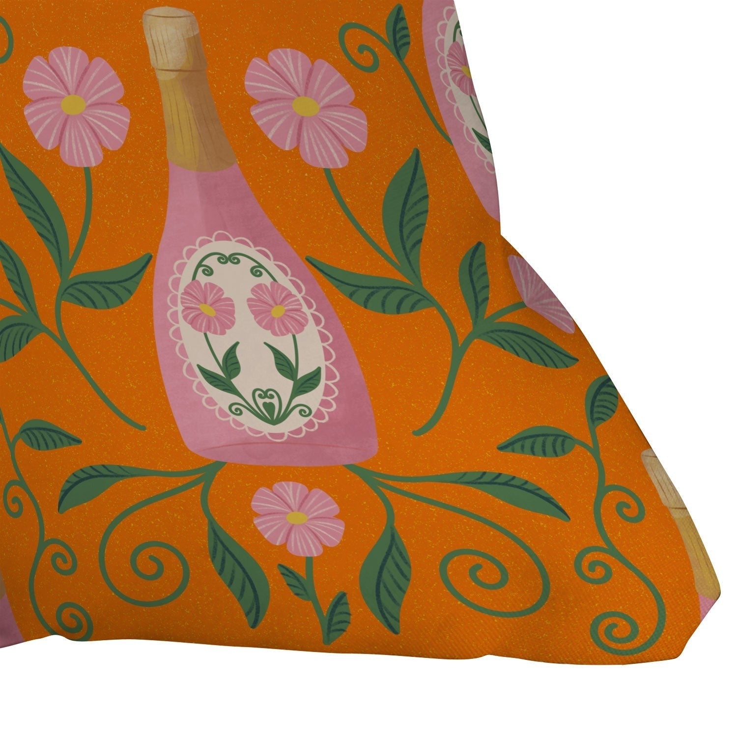 Design by Spark Rose Bubbly And Florals Outdoor Throw Pillow
