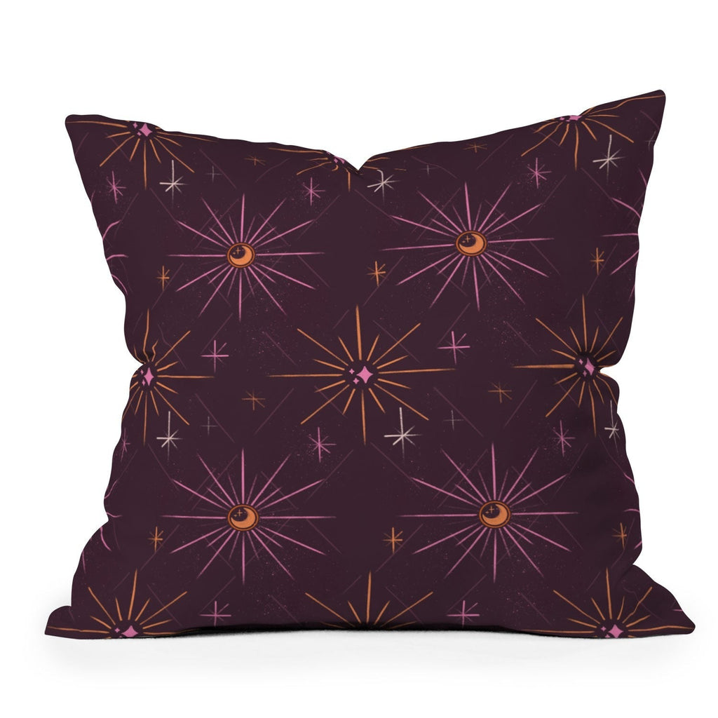 Little Om Pattern Little Moon plum Throw Pillow