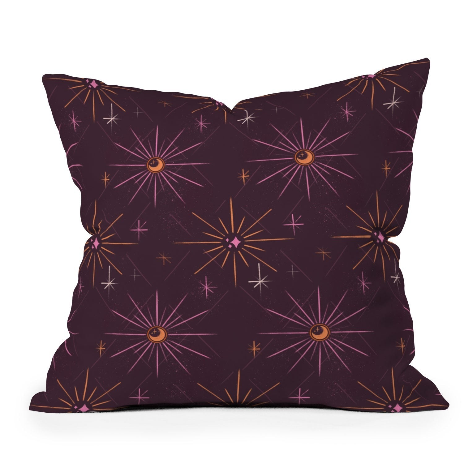 Little Om Pattern Little Moon plum Throw Pillow