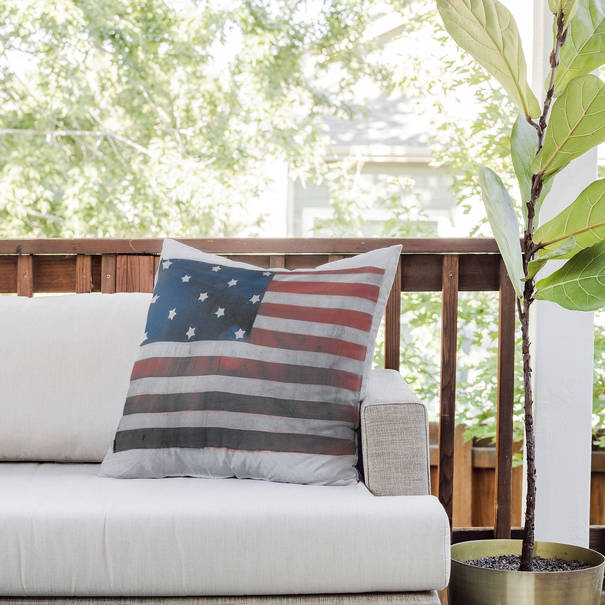 DENY Designs Flag Attributed to Elizabeth Schuyler Hamilton Outdoor Throw Pillow