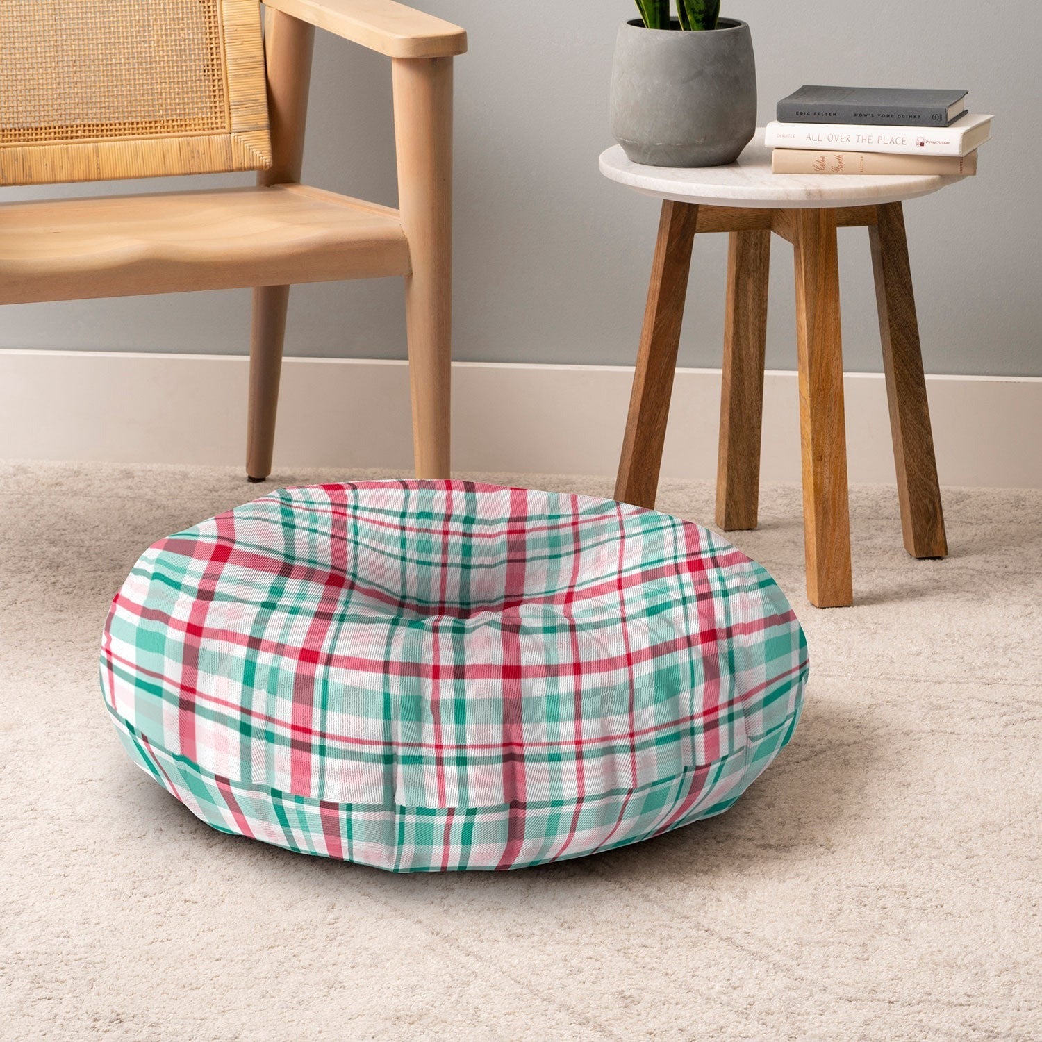 Lisa Argyropoulos Merry Vintage Plaid Floor Pillow Round