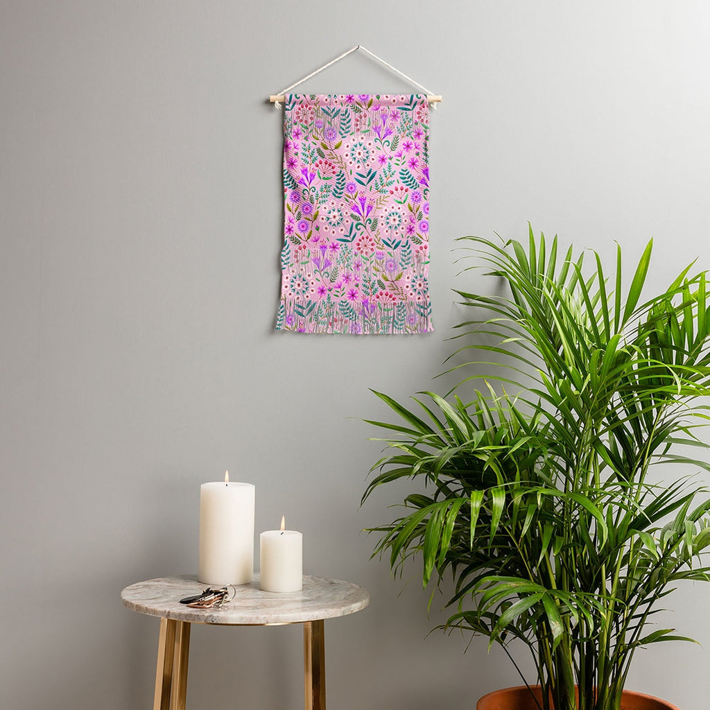 Pimlada Phuapradit Ditsy Purple Floral Half Drop Wall Hanging Portrait