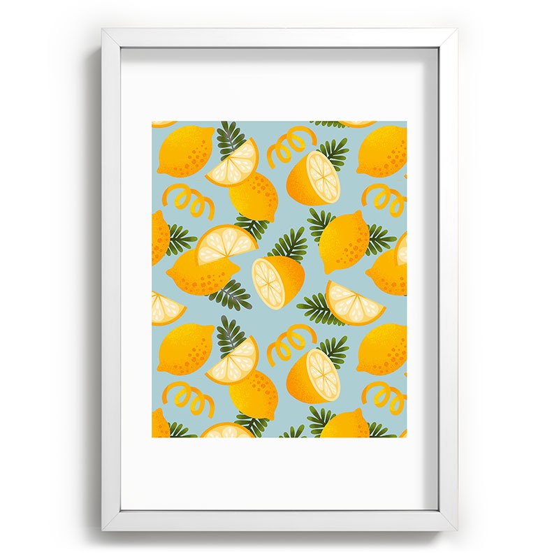 Jessica Molina Lemon Pattern on Sky Blue Recessed Framing Rectangle