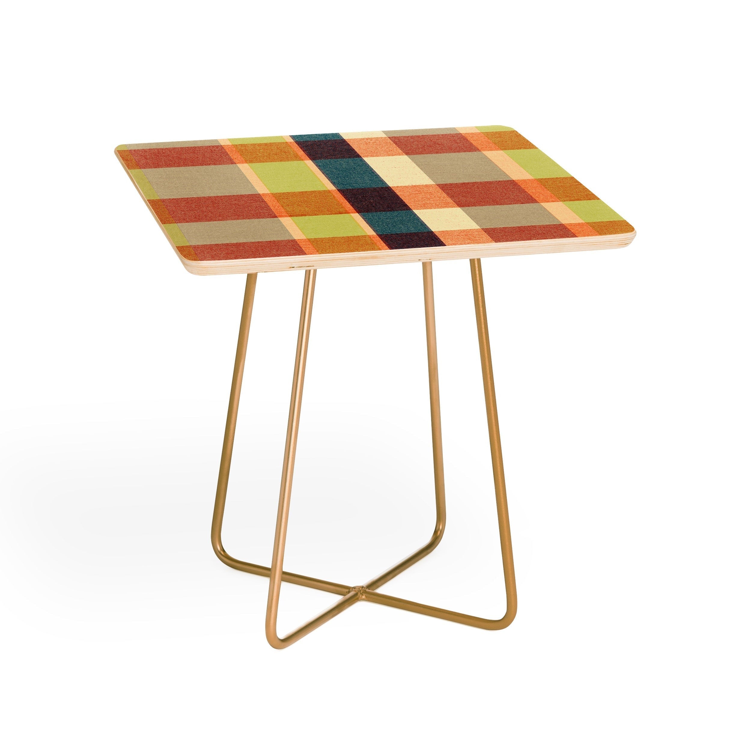 Marta Barragan Camarasa Retro Picnic Plaid Warm Tones Side Table