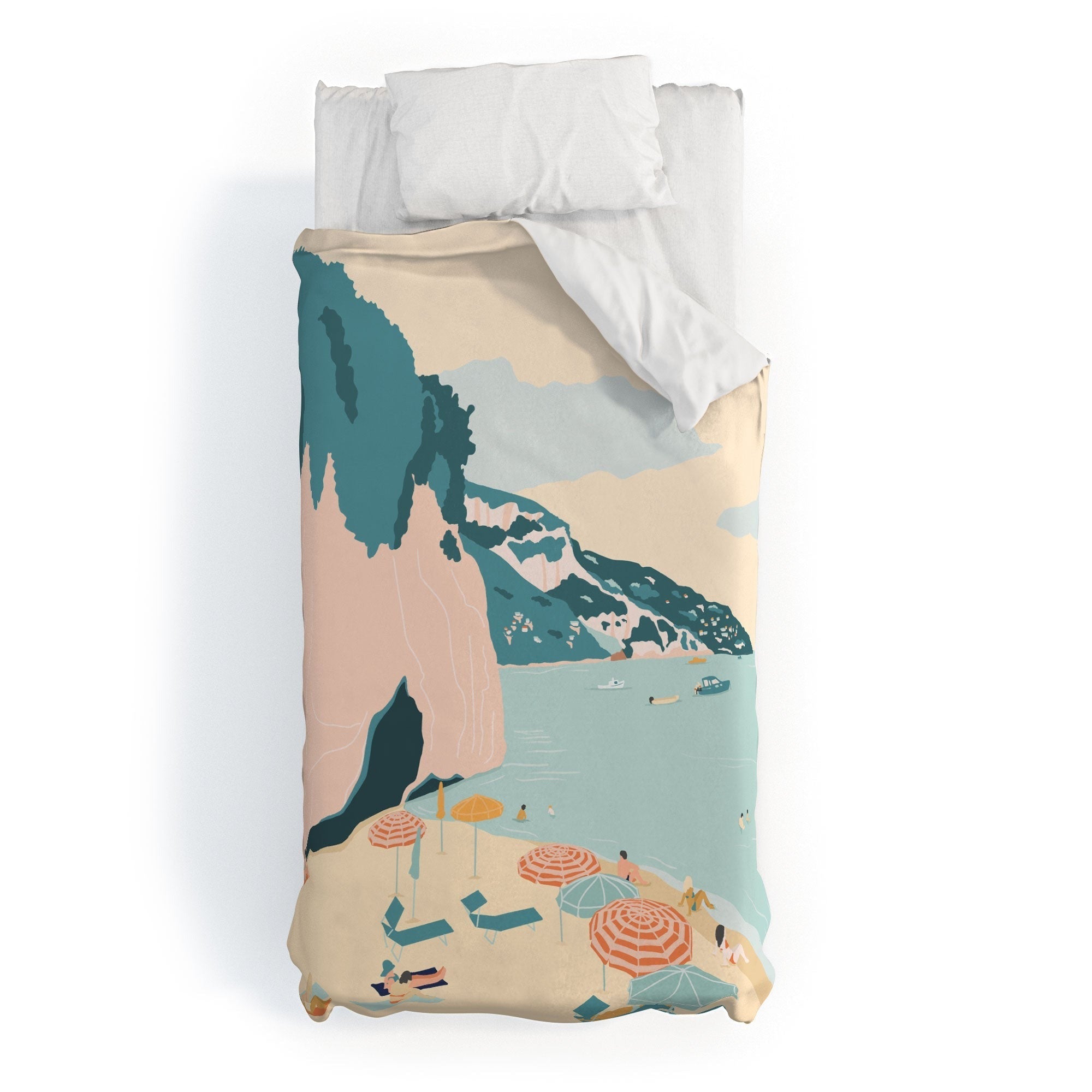 Valeria Frustaci Beach of Positano in Italy Duvet Cover