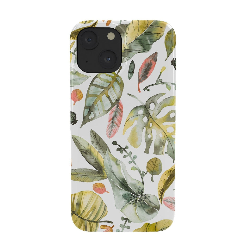 Ninola Design Botanic Retreat Tropical Jungle Leaves Botanical Green Orange Phone Case