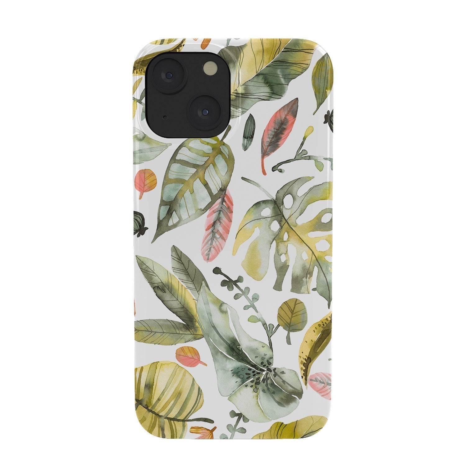 Ninola Design Botanic Retreat Tropical Jungle Leaves Botanical Green Orange Phone Case