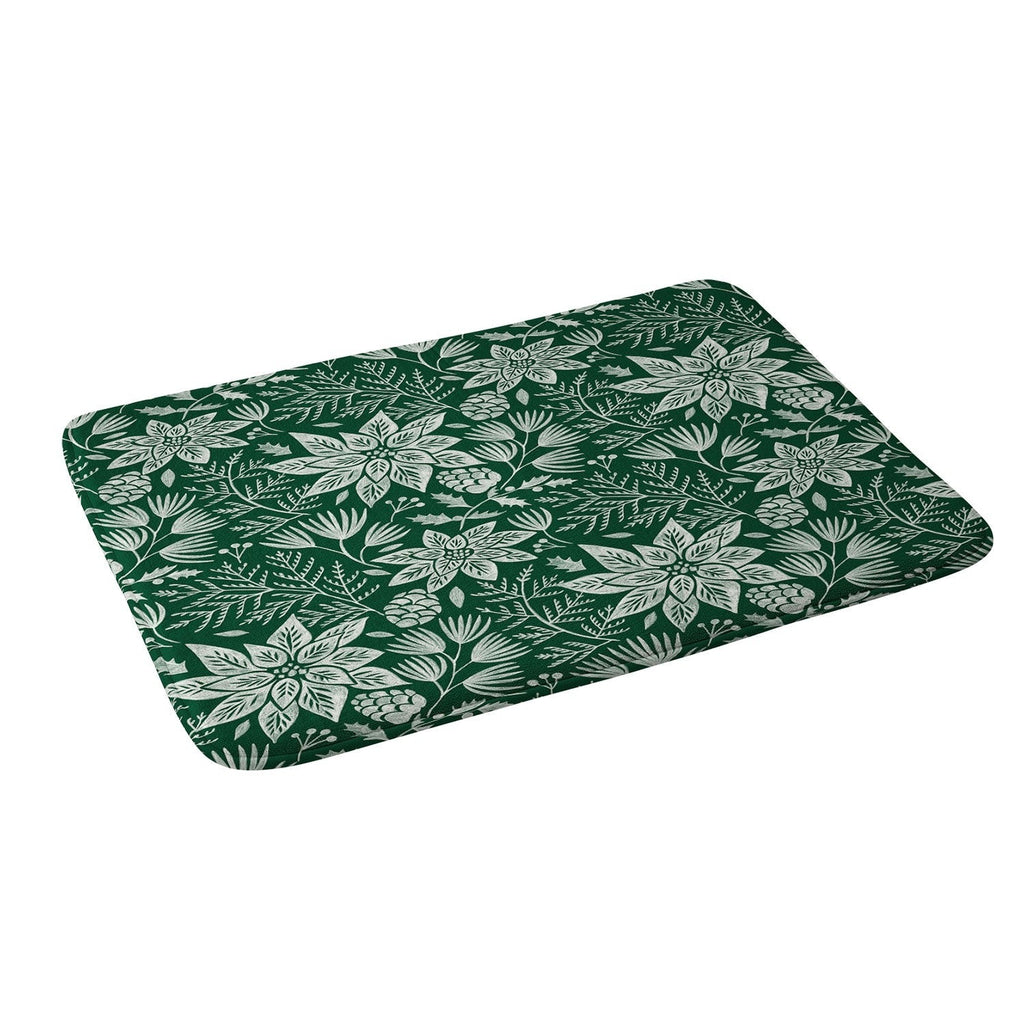 Pimlada Phuapradit Christmas Poinsettia Memory Foam Bath Mat
