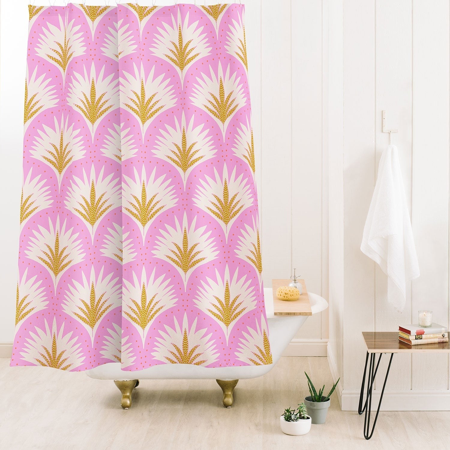 Jennifer Labre Pink Palmetto Shower Curtain