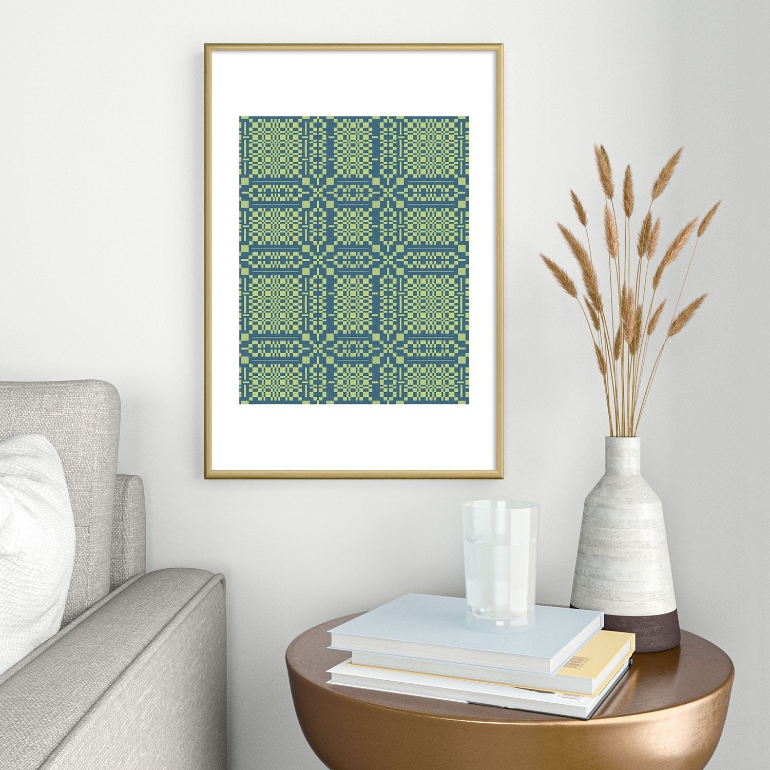 Marta Barragan Camarasa Nostalgic Grid Design Metal Framed Art Print