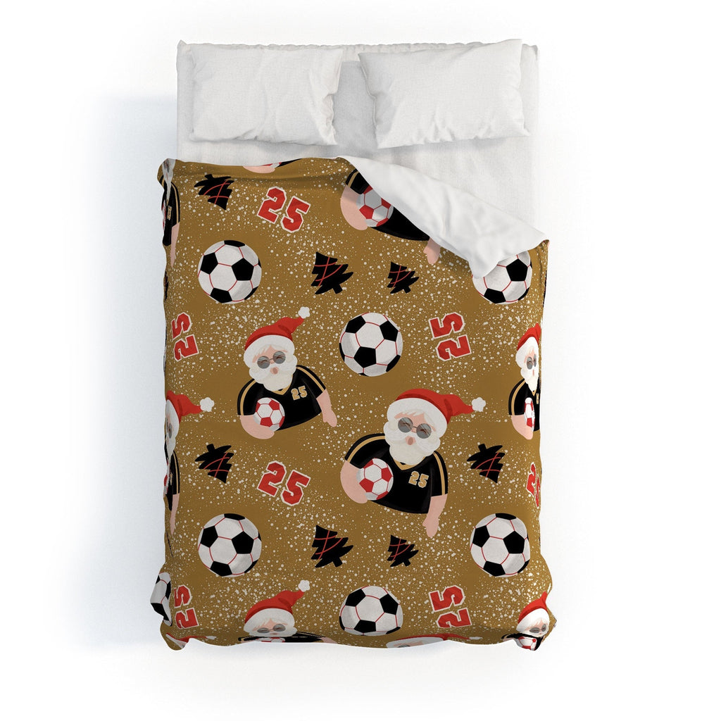 Design by Spark Sporty Soccer Santa Holiday Duvet Cover