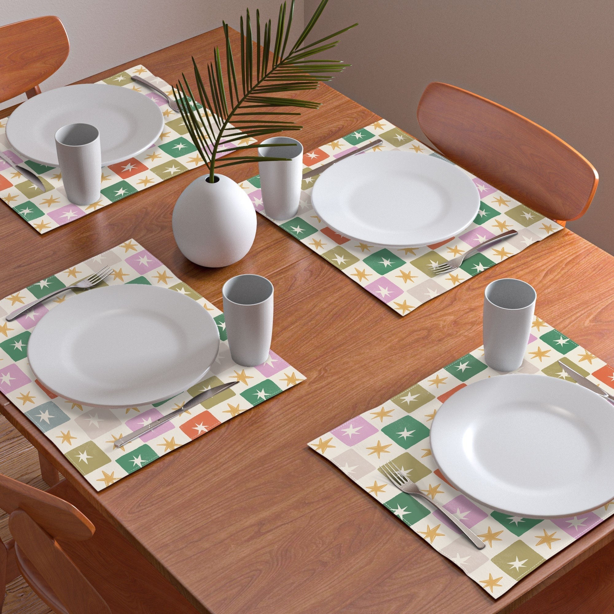 LouBruzzoni Retro Star Block Pattern Placemat