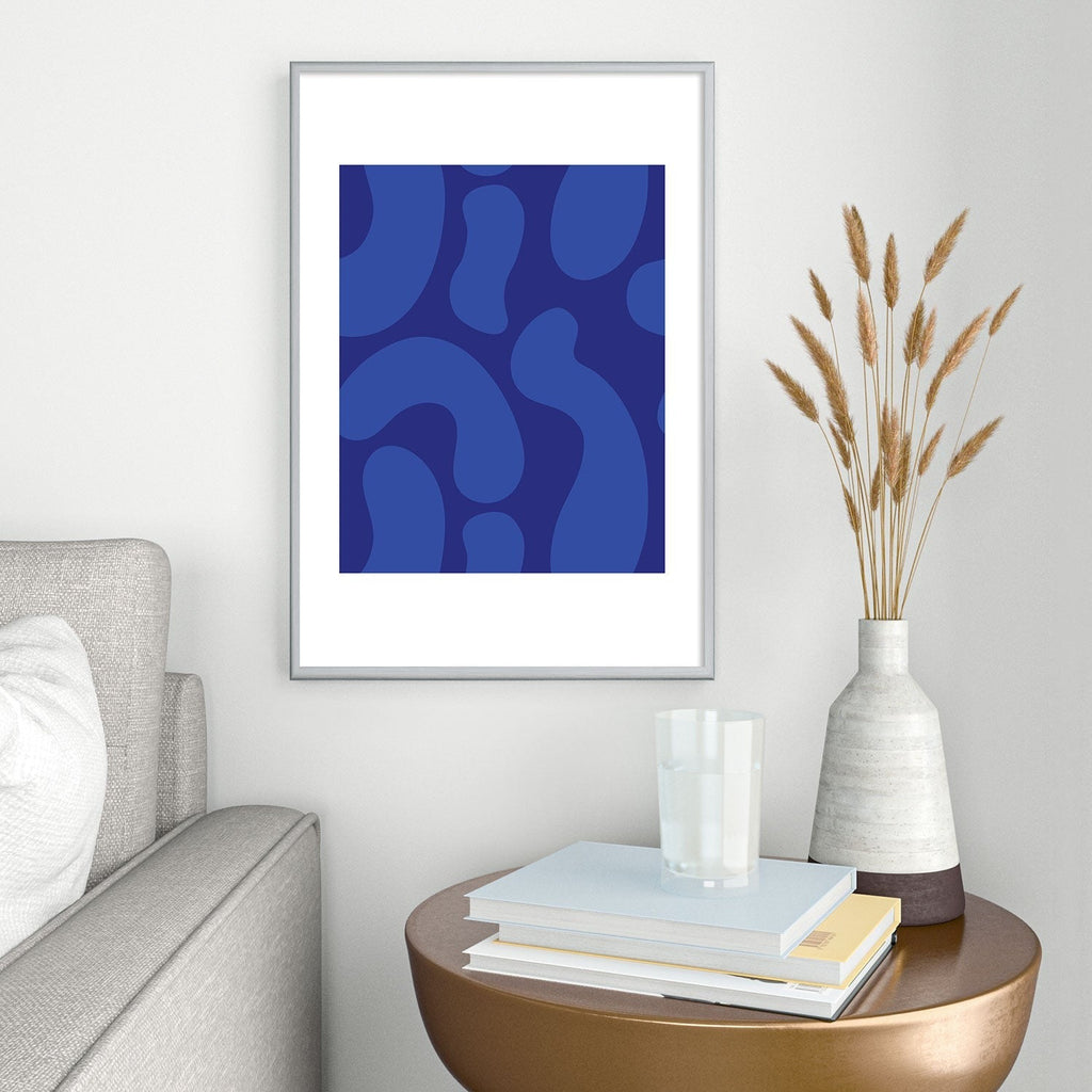 Camilla Foss Blue Pebble Metal Framed Art Print