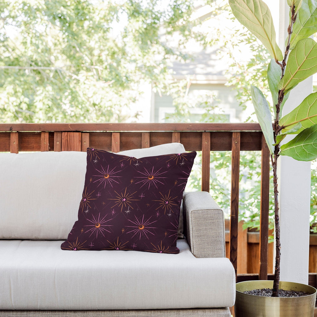 Little Om Pattern Little Moon plum Outdoor Throw Pillow