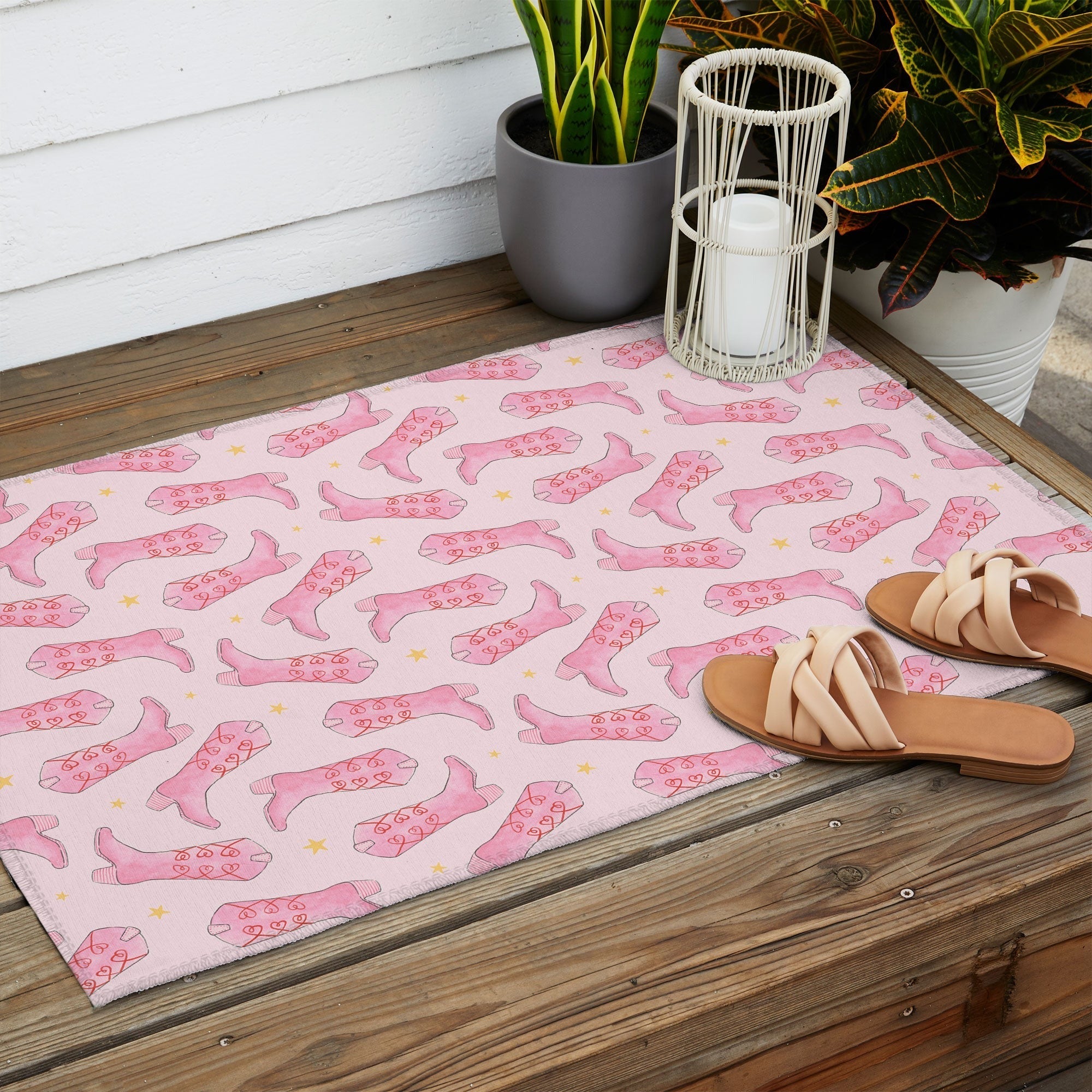 Love_Ryming Stars and Boots Outdoor Rug
