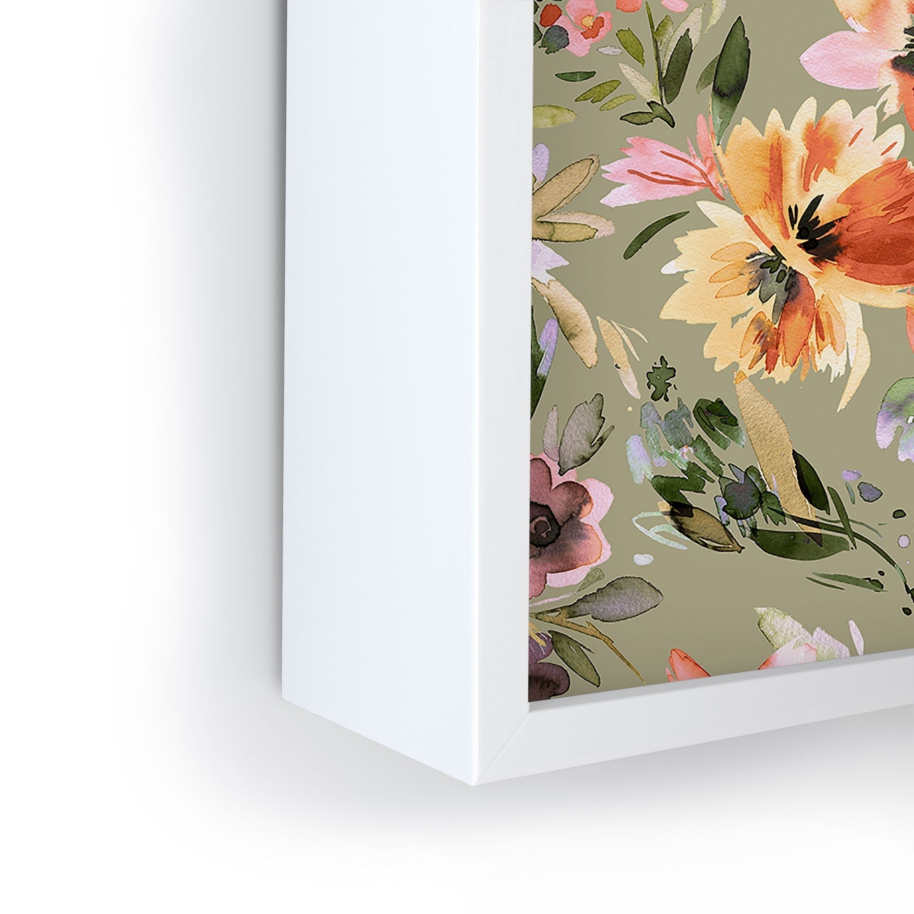 Ninola Design Botanic Retreat Painterly Tropical Flowers Sage Green Framed Mini Art Print