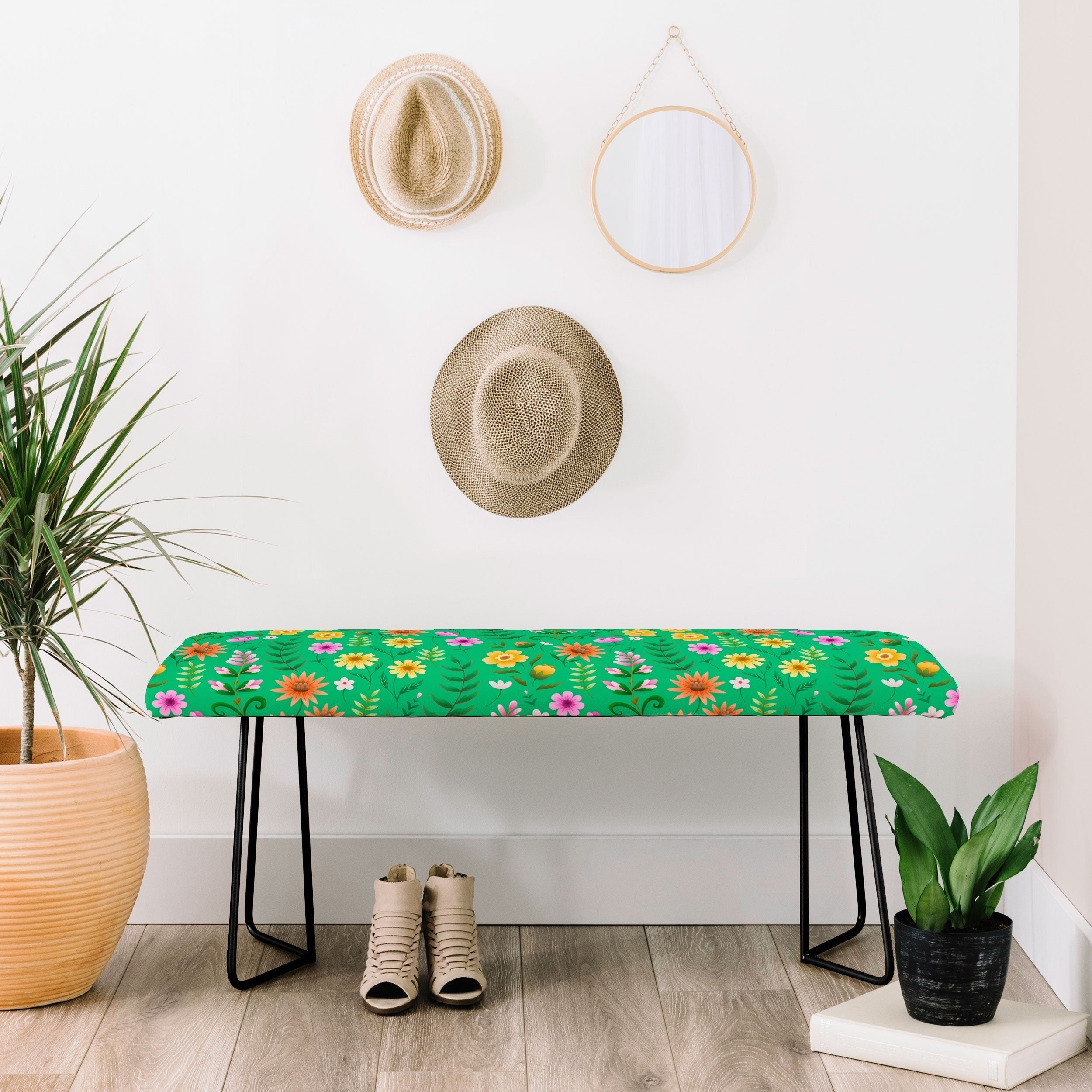Pimlada Phuapradit Ditsy Spring Floral Green Bench