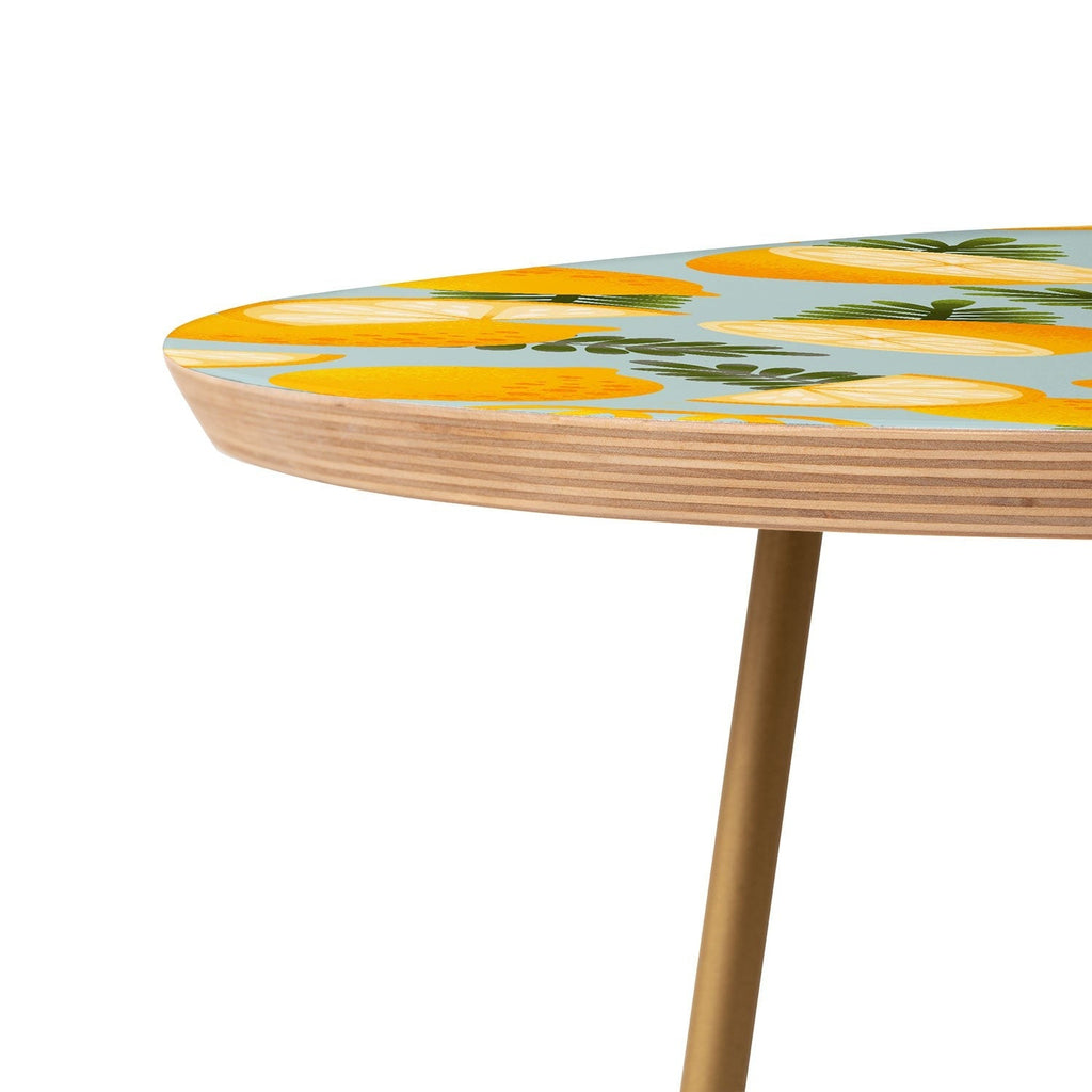Jessica Molina Lemon Pattern on Sky Blue Round Side Table