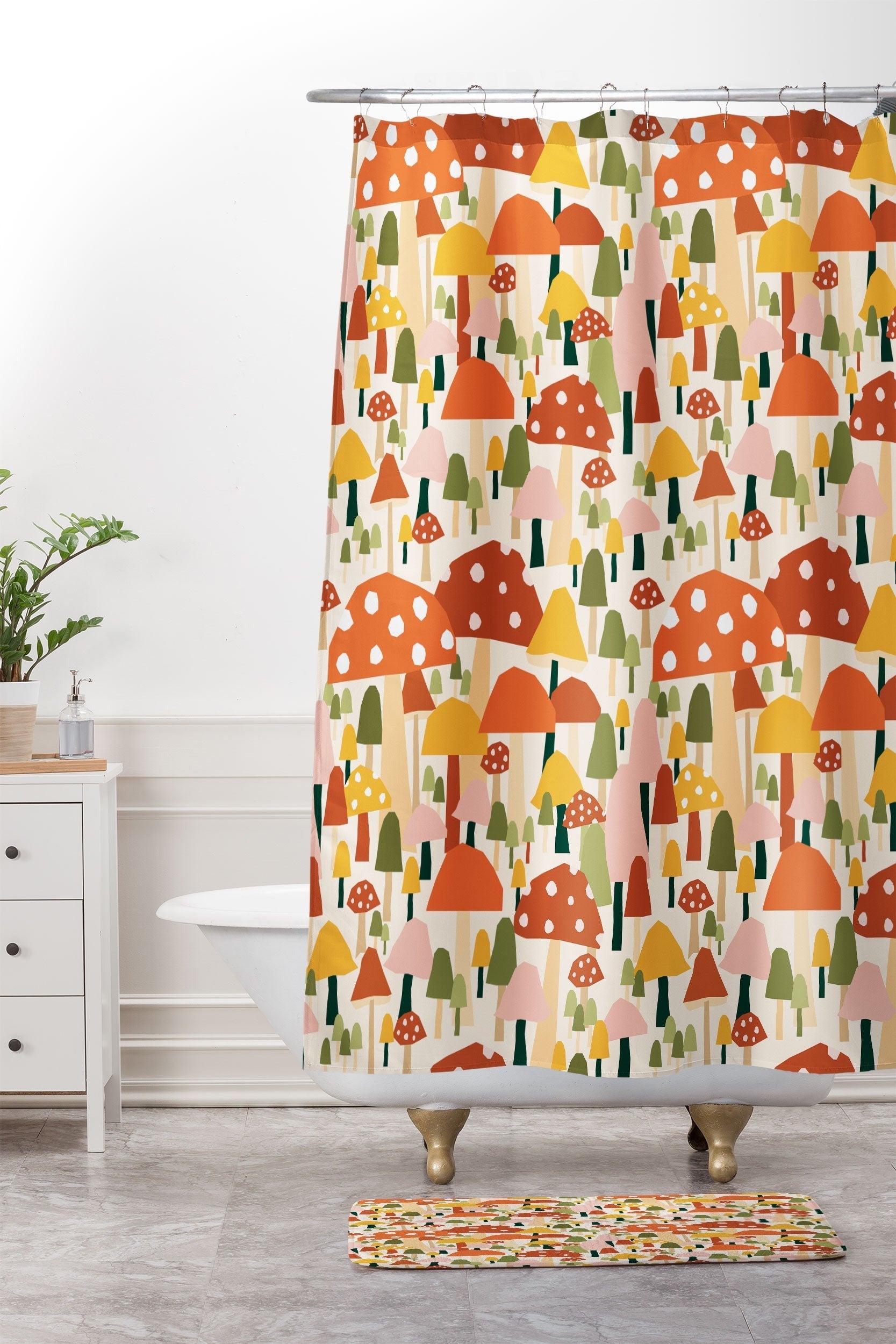 Valeria Frustaci autumnal mushrooms Memory Foam Bath Mat