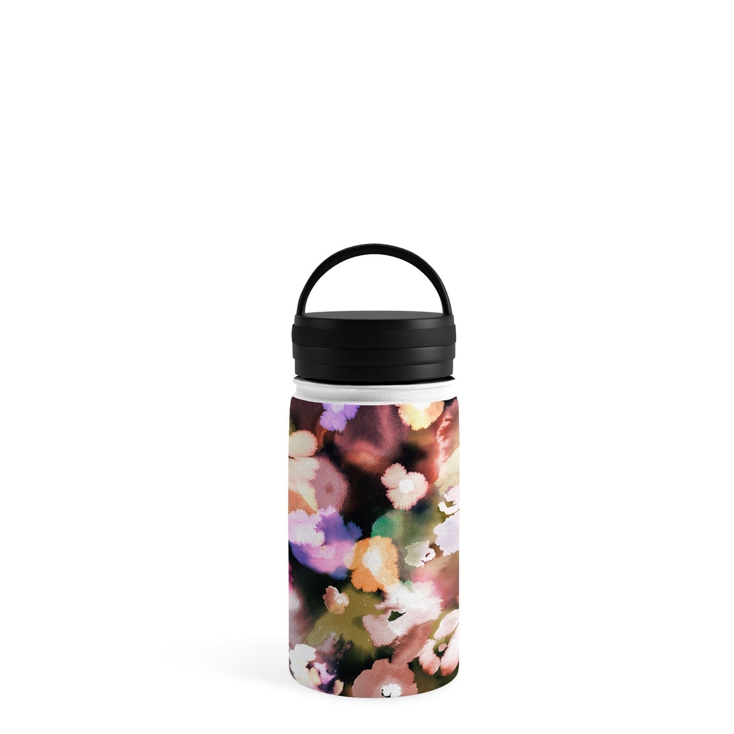 Ninola Design Botanic Retreat Ombre Abstract Watercolor Flowers Pink gold Water Bottle