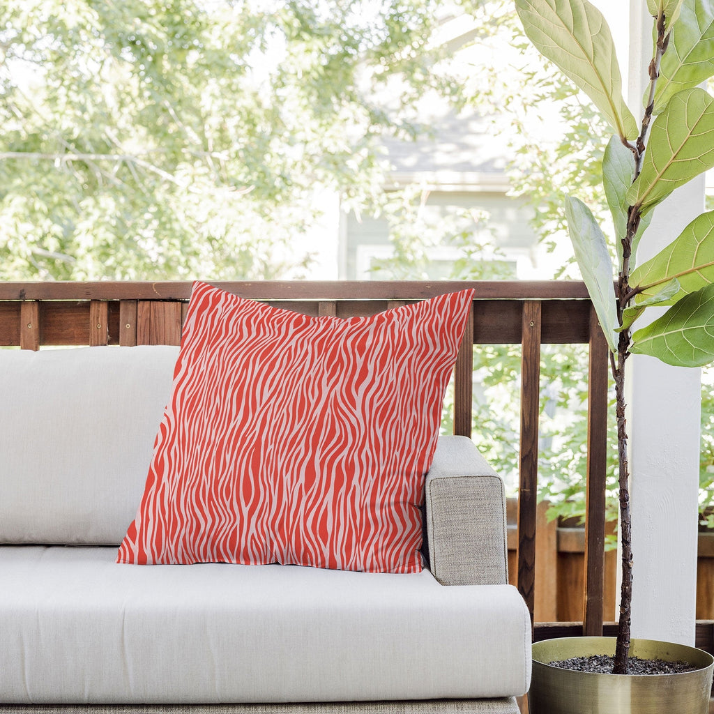 Avenie BR Red Zebra Stripe Outdoor Throw Pillow