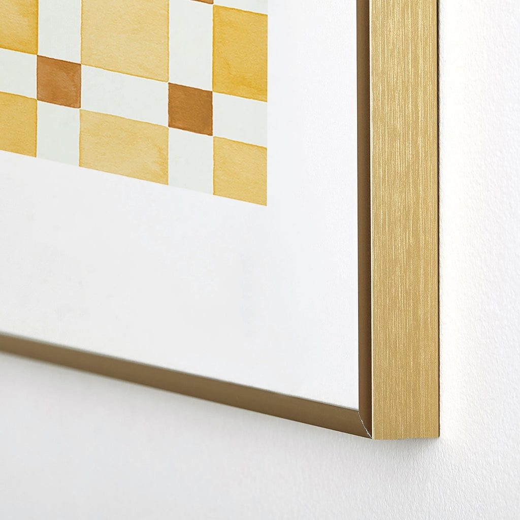 Ninola Design Everyday Artifact Checker Mosaic Tiles Geometry Yellow Metal Framed Art Print