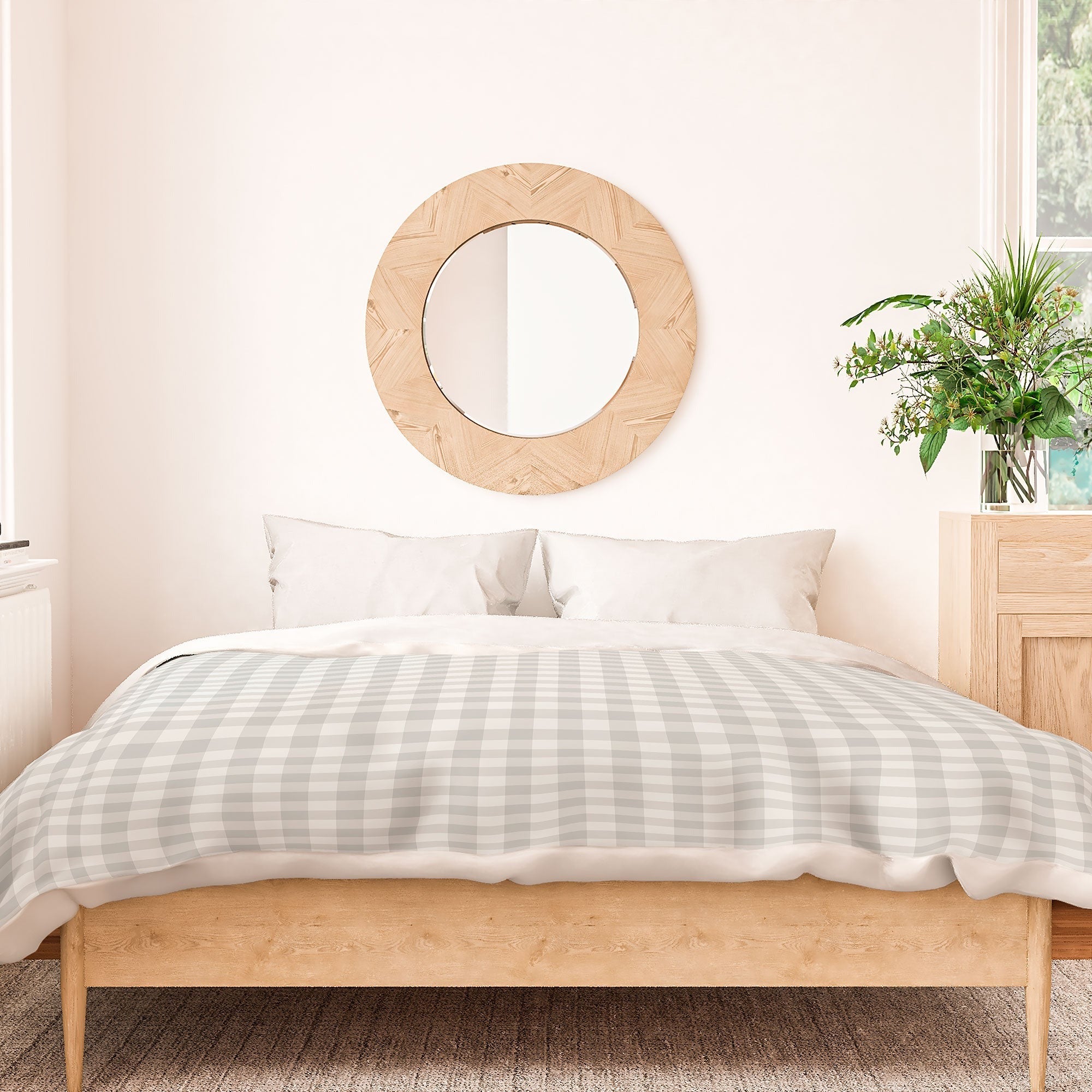 Colour Poems Gingham Plaid Pattern Cloud White Duvet Cover
