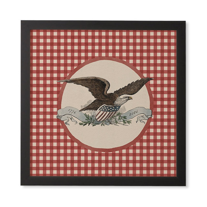 DENY Designs Gingham Eagle Framed Wall Art
