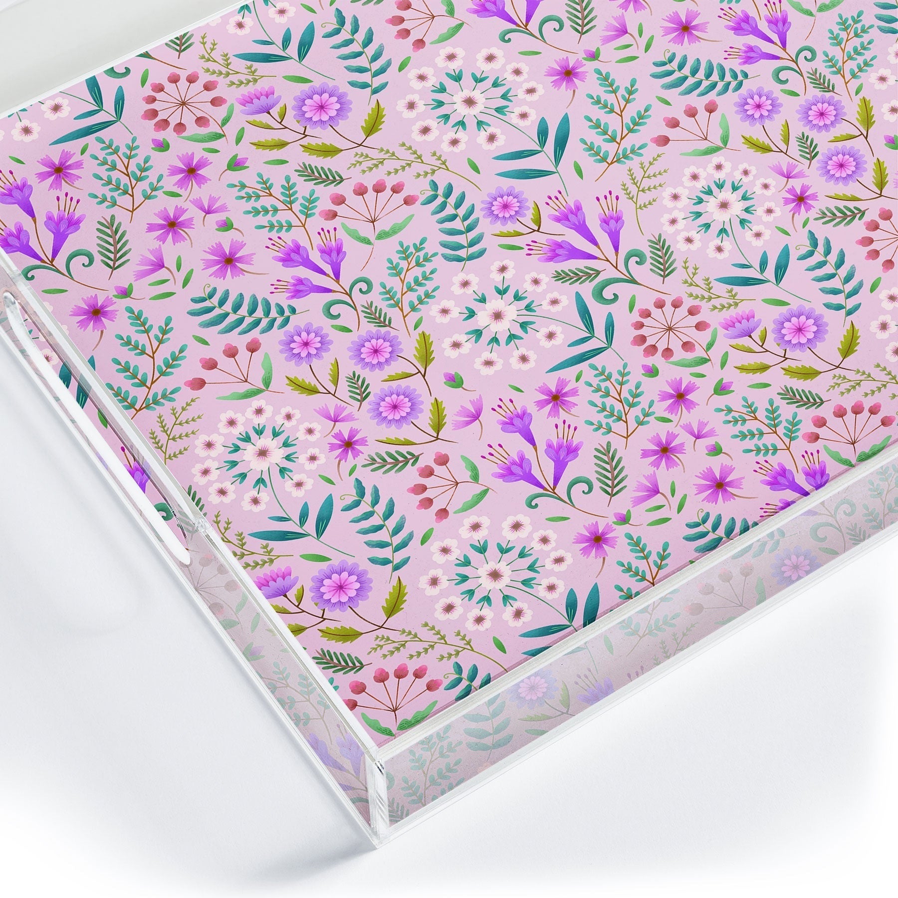 Pimlada Phuapradit Ditsy Purple Floral Half Drop Acrylic Tray
