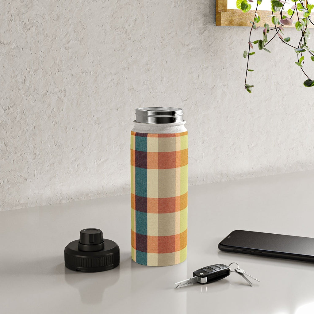 Marta Barragan Camarasa Retro Picnic Plaid Warm Tones Water Bottle