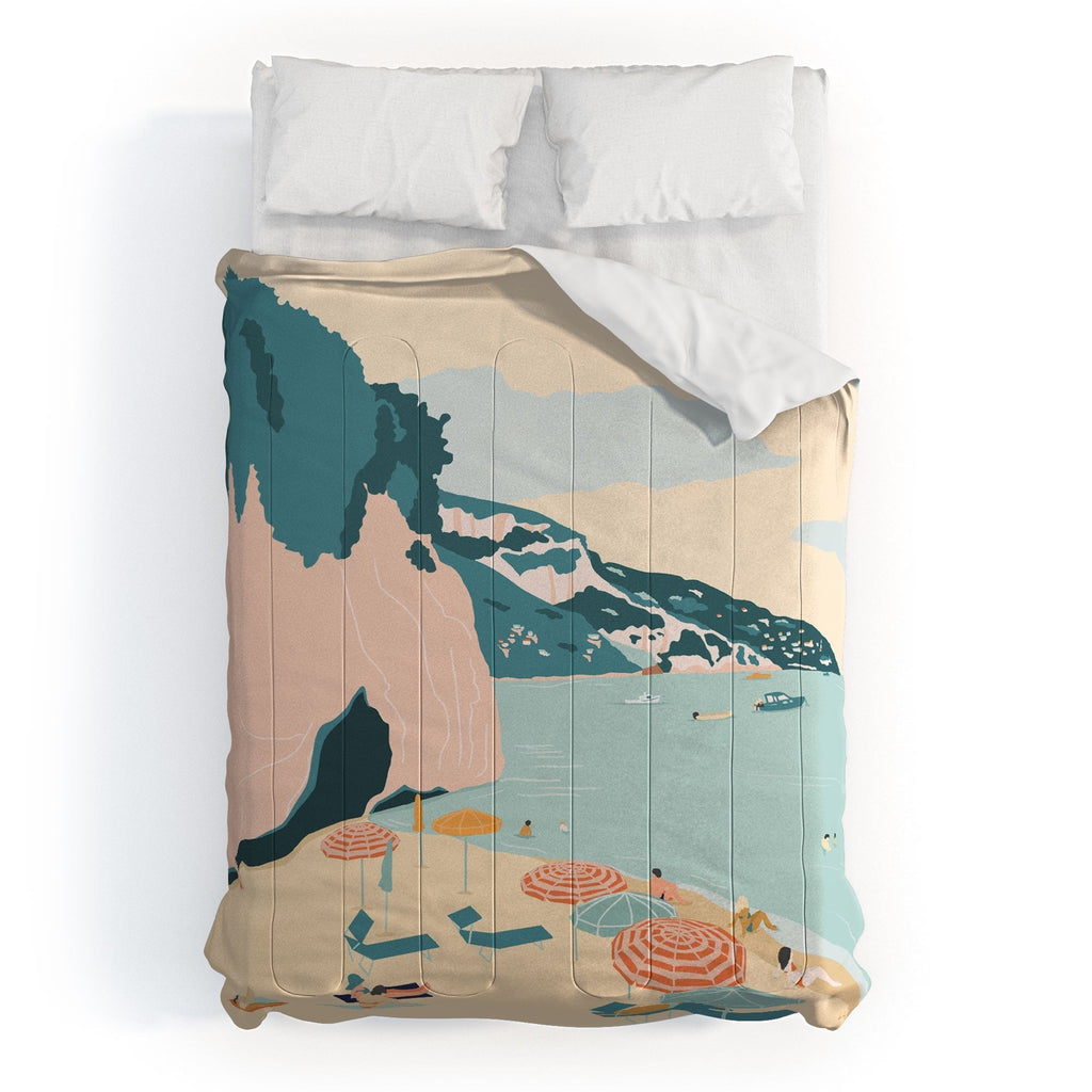 Valeria Frustaci Beach of Positano in Italy Comforter