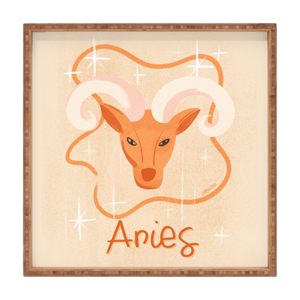 Little Om Zodiac Signs Aries Square Tray