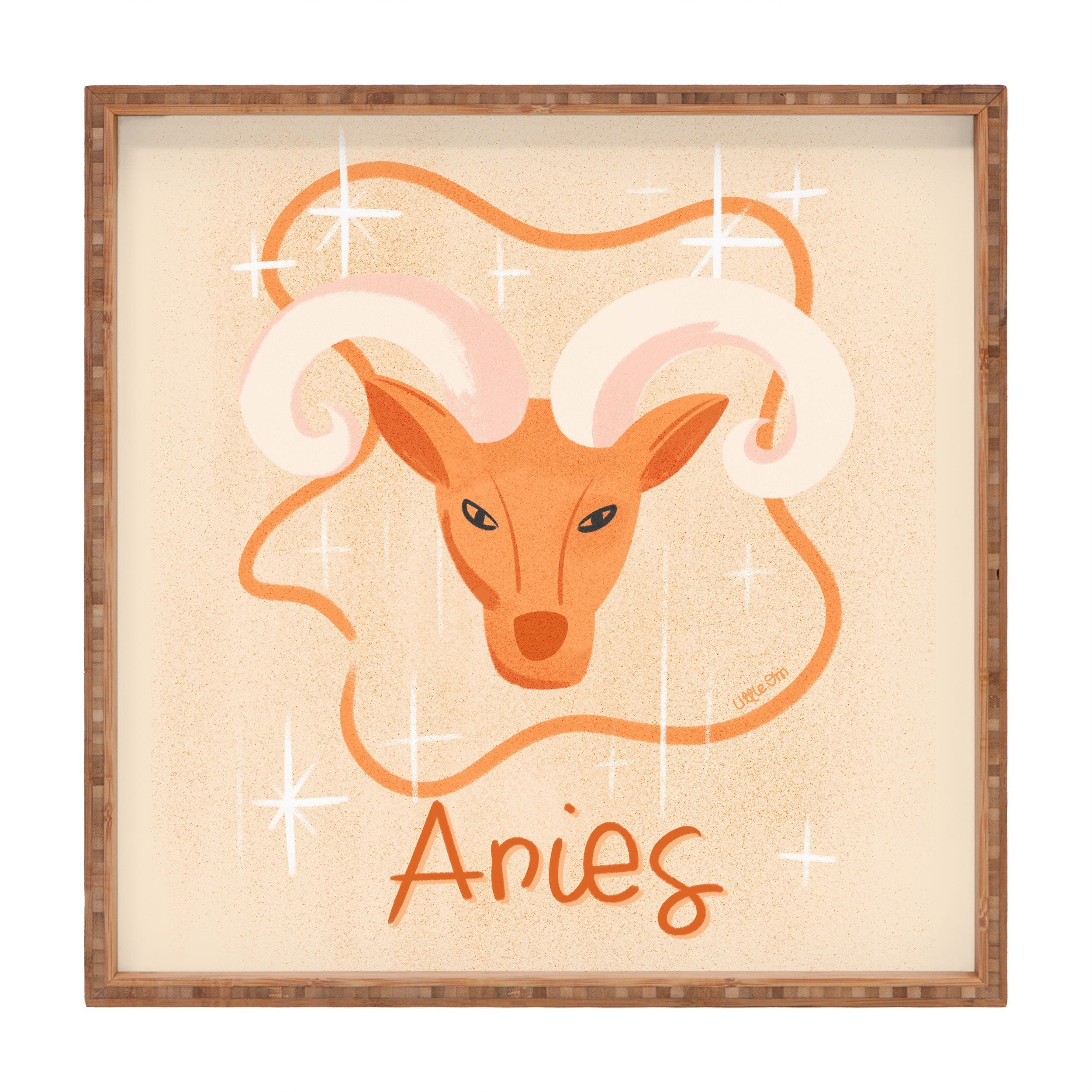 Little Om Zodiac Signs Aries Square Tray
