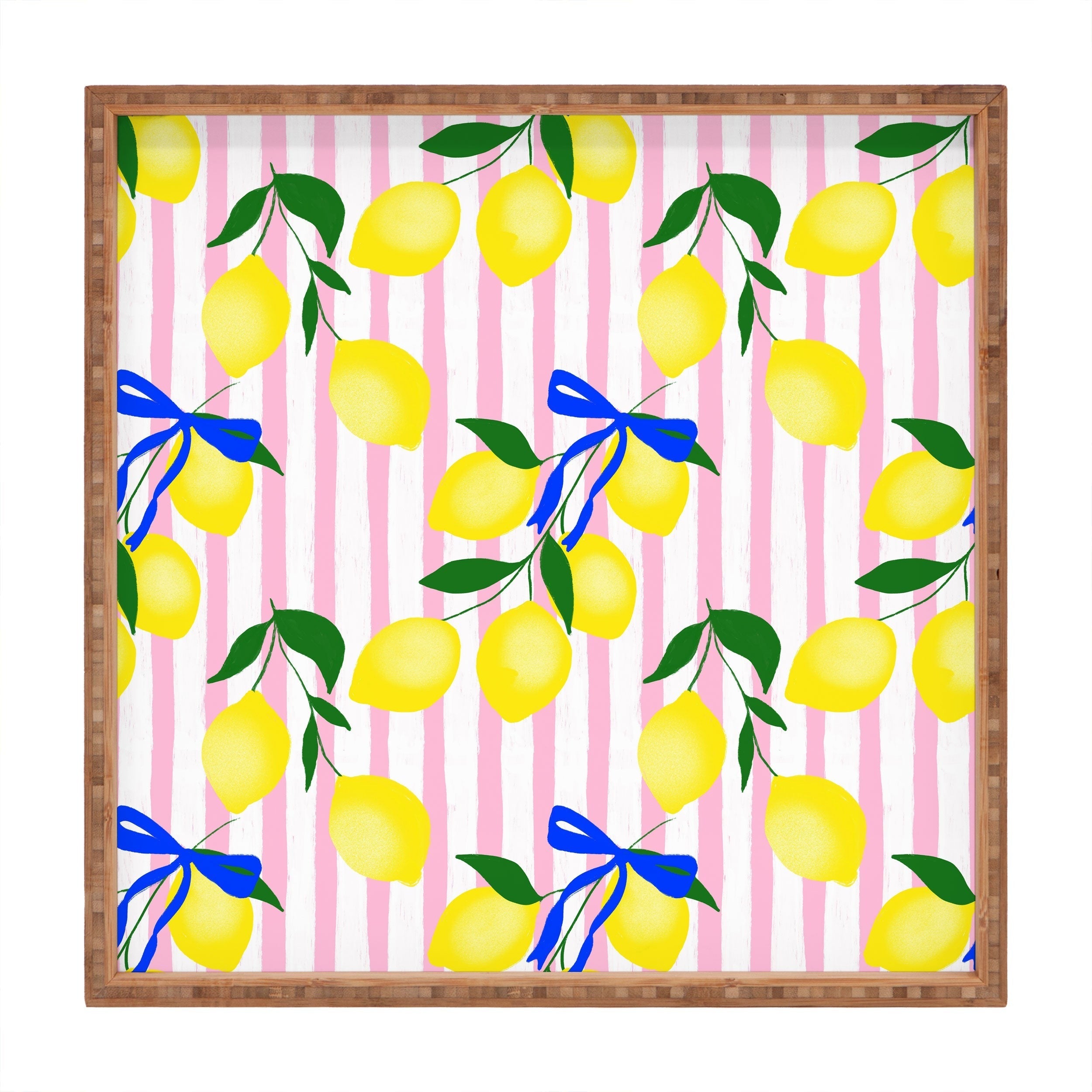 Design by Spark Zesty Lemons and Stripes Square Tray