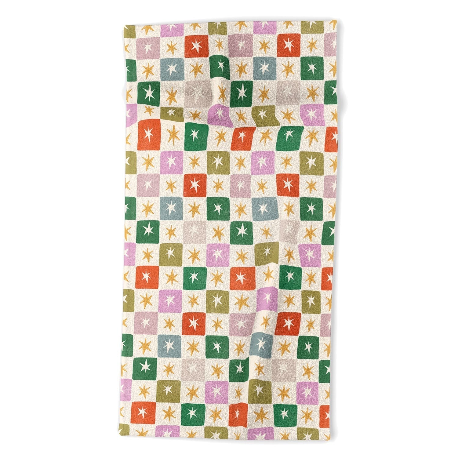 LouBruzzoni Retro Star Block Pattern Beach Towel