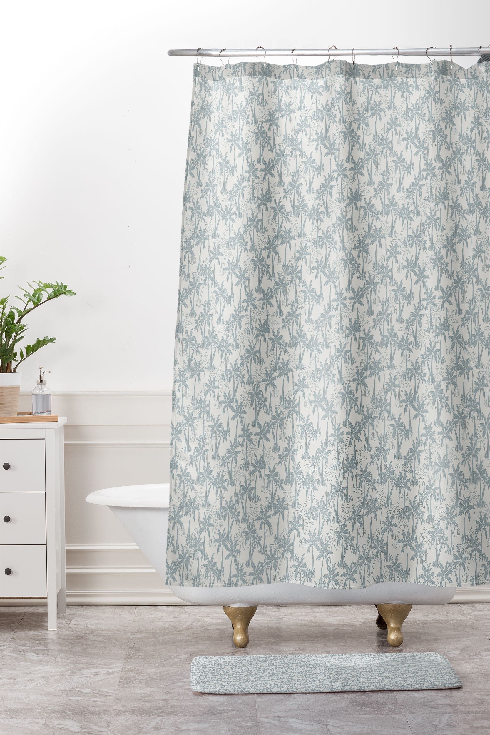 CoastL Studio Palm Forest Coastal Blue Memory Foam Bath Mat