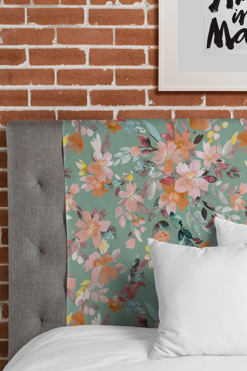 Ninola Design Botanic Retreat Floral Oleander Whimsical Teal Green Tapestry