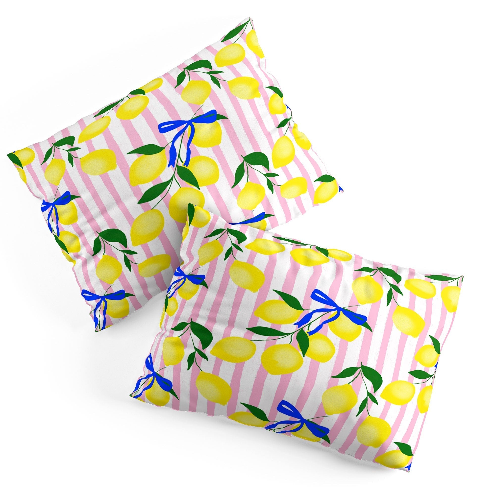Design by Spark Zesty Lemons and Stripes Pillow Shams