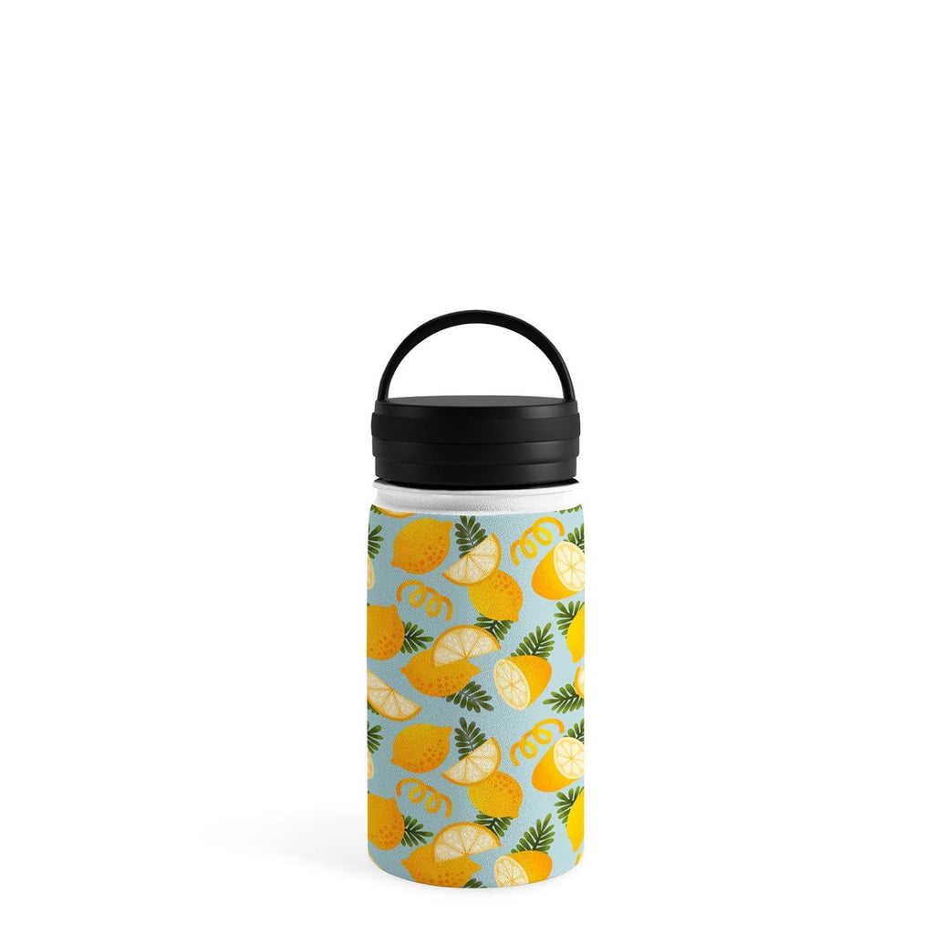 Jessica Molina Lemon Pattern on Sky Blue Water Bottle