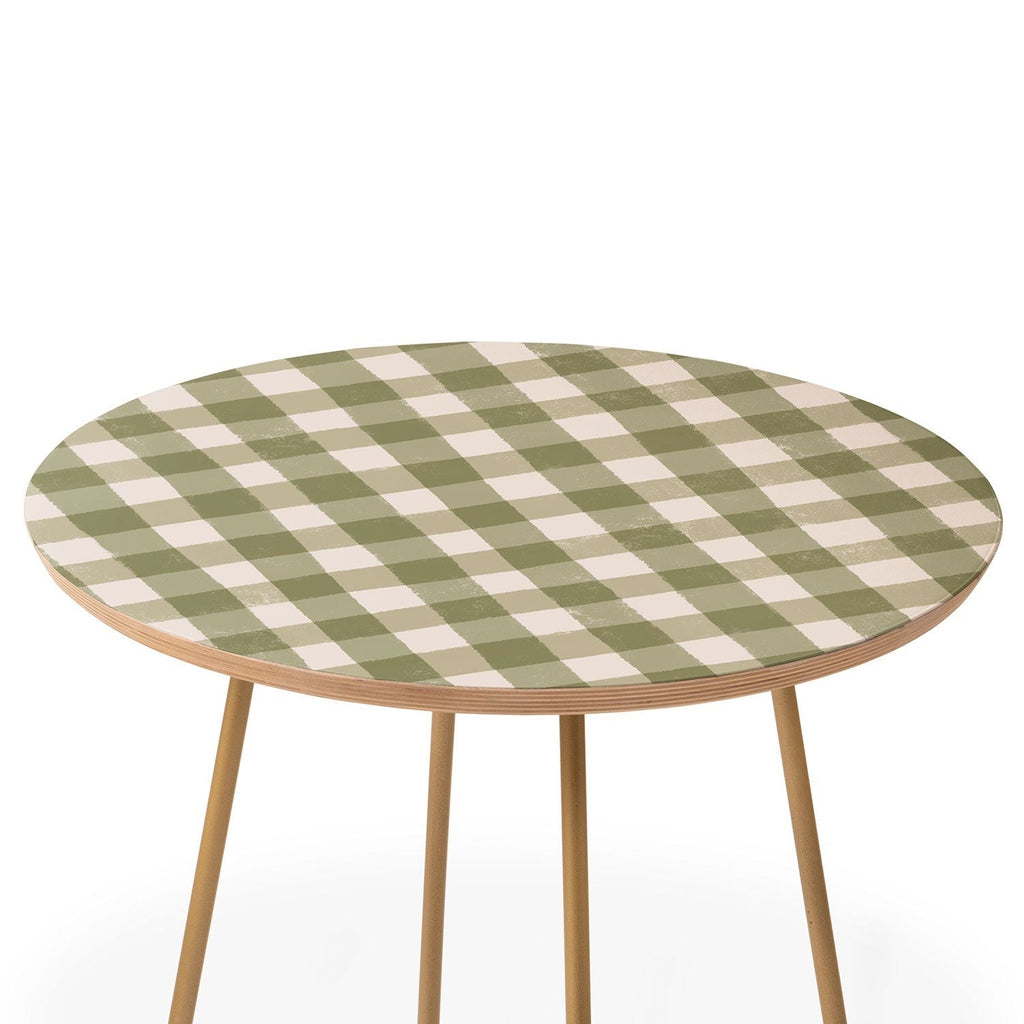 Menina Lisboa Rustic Green Plaid Round Side Table