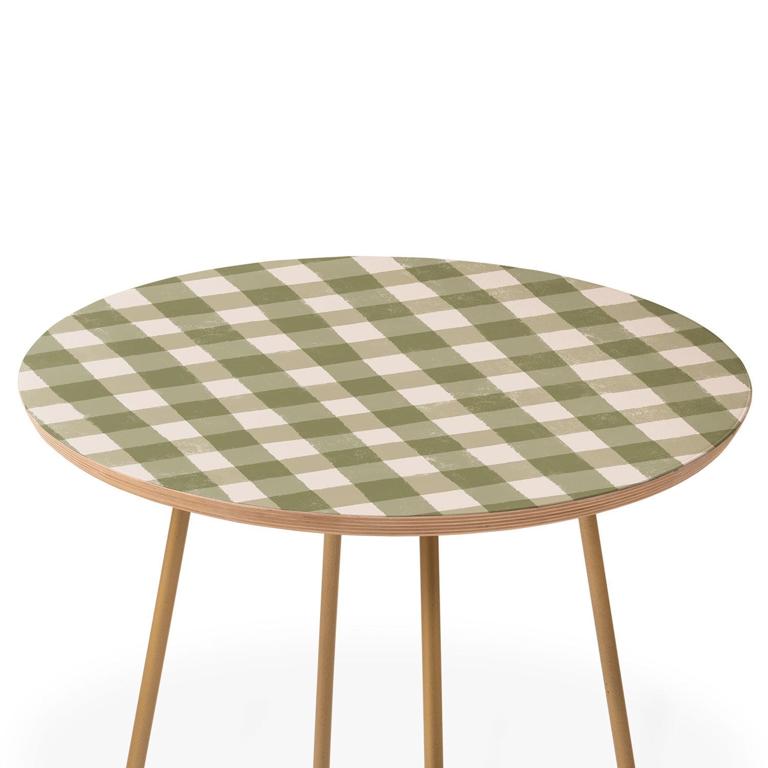 Menina Lisboa Rustic Green Plaid Round Side Table